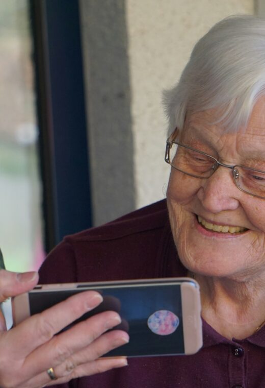 an elderly resident and a care home nurse recruited through a reliable catering staff agency