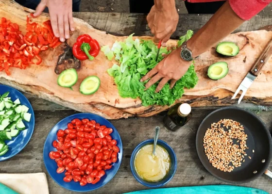 overhead view of bright, fresh food